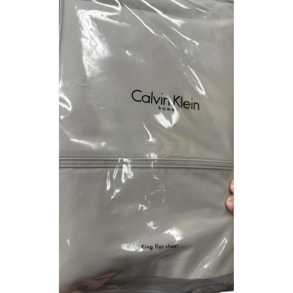 Calvin Klein King Flat Sheet 100% Italian‎ Combed Cotton Double Row Cord NEW